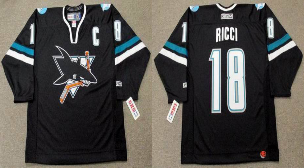 2019 Men San Jose Sharks 18 Ricci black CCM NHL jersey
